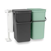 Brabantia inbouwemmer Sort&Go 2x16l Jade Groen/donkergroen