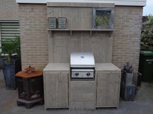 Steigerhouten Buitenkeuken Chef - 150 x 43 x 190 cm