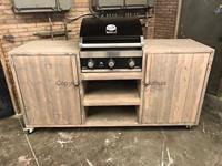 Het Steigerhouthuis Steigerhouten Buitenkeuken Basic incl. Grandhall Premium G3 BBQ - 210 x 70 x 100 cm