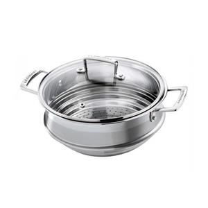 Le Creuset Multi-DÃmpfeinsatz mit Glasdeckel 3-Ply Edelstahl 24cm