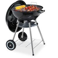 RELAXDAYS Kugelgrill mit Deckel, Ablage & Aschetopf, fahrbar, Garten & Camping, Grill ∅ 40 cm, Holzkohlegrill, schwarz