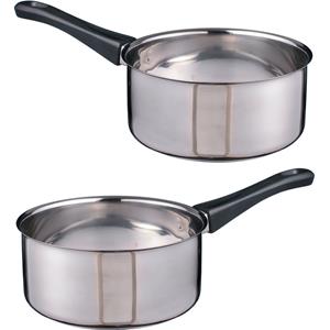 2x RVS steelpannen/sauspannen 16 x 7,5 cm - Sauspan/juspan - Steelpannetje - Koken - Keukengerei