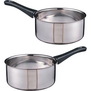 2x RVS steelpannen/sauspannen 16 x 7,5 cm - Sauspan/juspan - Steelpannetje - Koken - Keukengerei