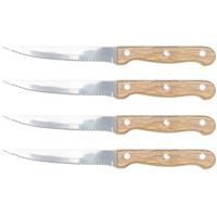 HI Steakmessen/vleesmessen - 4x - bestek -23 cm - houten handvat -