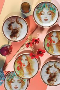 Set van 6 desertborden Faces | Hermia