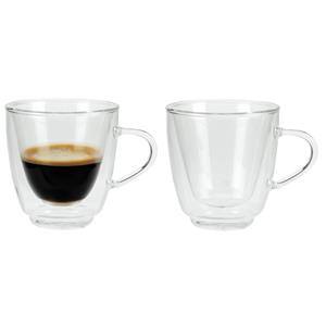 Cosy and Trendy Set Van 2x Koffie/espresso Glazen Dubbelwandig 160 Ml - Transparant - Koffie- En Theeglazen