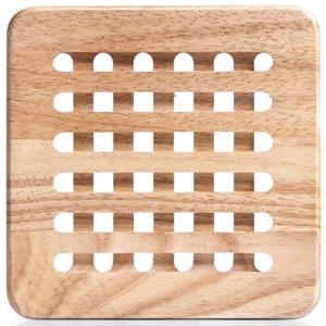 Zeller 4x Luxe houten pannenonderzetters vierkant 20 cm -