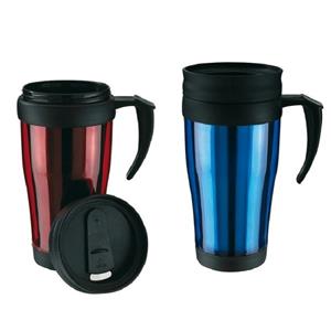 Bellatio Set van 2x Thermosbekers/warmhoudbekers rood en blauw 400 ml -