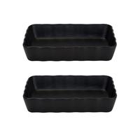 Cosy & Trendy 2x Zwarte ovenschalen/serveerschalen 21 x 14 cm -