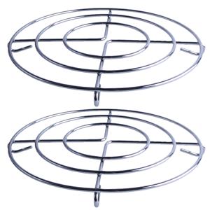 2x Stuks chroom pannenonderzetters rond zilver 23 cm -