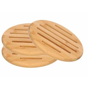 Zeller 3x Luxe houten pannenonderzetters rond 20 cm -