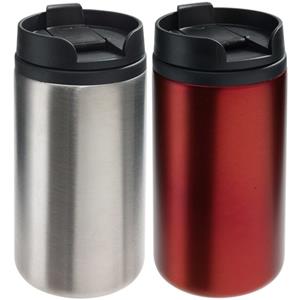 Bellatio Set van 2x Thermosbekers/warmhoudbekers blauw en rood 290 ml -