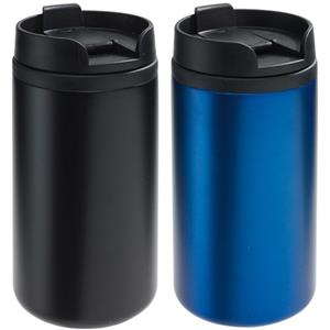 Bellatio Set van 2x Thermosbekers/warmhoudbekers zwart en blauw 290 ml -