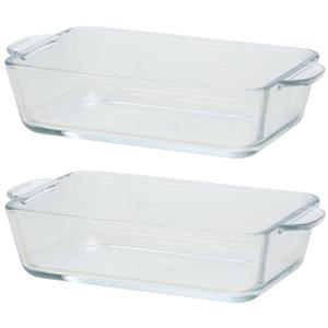 6x Rechthoekige glazen mini ovenschalen 500 ml 20 x 11 x 5 cm -