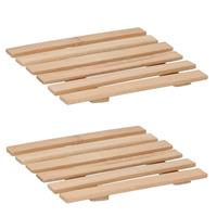 Set van 5x stuks bamboe pannenonderzetters 17 x 18 cm -