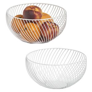 Zeller 2x Witte ronde fruitschalen metaal 26 cm -