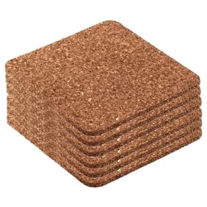 12x stuks vierkante glazen onderzetters van kurk 9.5 x 9.x5 cm -