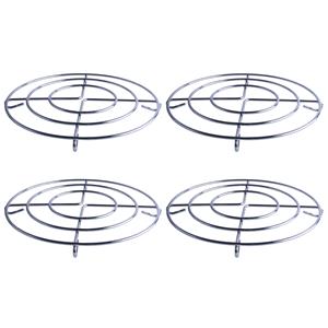 4x Stuks chroom pannenonderzetters rond zilver 23 cm -