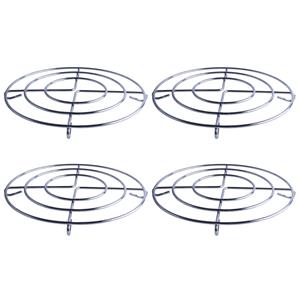 4x Stuks chroom pannenonderzetters rond zilver 23 cm -