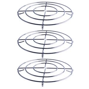 3x Stuks chroom pannenonderzetters rond zilver 23 cm -