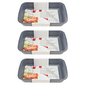 Pyrex 3x Grijze rechthoekige glazen ovenschalen 1,8 liter 29,5 x 18 x 5 cm -