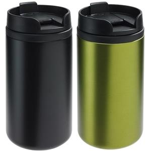 Bellatio Set van 2x Thermosbekers/warmhoudbekers zwart en groen 290 ml -