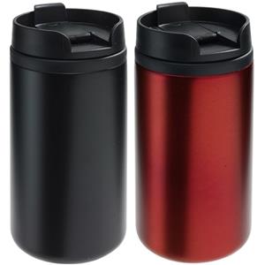 Bellatio Set van 2x Thermosbekers/warmhoudbekers zwart en rood 290 ml -