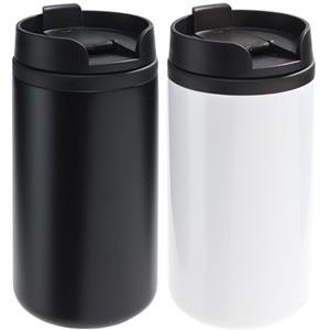 Bellatio Set van 2x Thermosbekers/warmhoudbekers zwart en wit 290 ml -