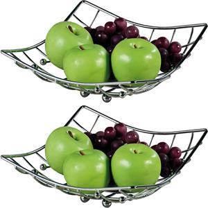 2x Metalen fruitschalen/fruitmanden 26 x 24 x 9 cm -