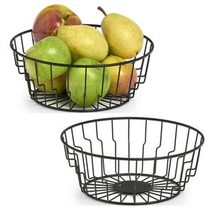 Zeller 2x Zwarte ronde fruitschalen metaal 24 cm -