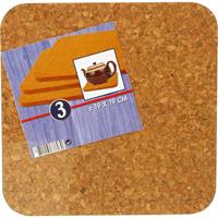 6x Vierkante pannen onderzetters van kurk 19 x 19 cm -