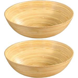 2x Bamboe houten fruitschalen/serveerschalen 25 x 8 cm -