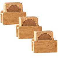 Cosy & Trendy Set van 18x glazenonderzetters hout in houder 10 cm -