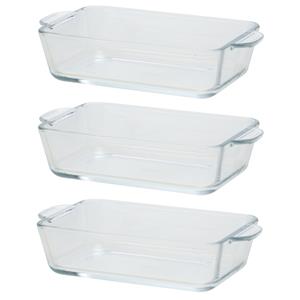 3x Rechthoekige glazen mini ovenschaal 500 ml 20 x 11 x 5 cm -