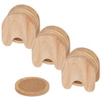 Cosy & Trendy Set van 15x glazenonderzetters hout in houder 10 cm -