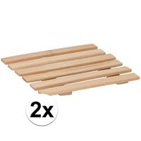 2x Bamboe pannenonderzetter 17 x 18 cm -