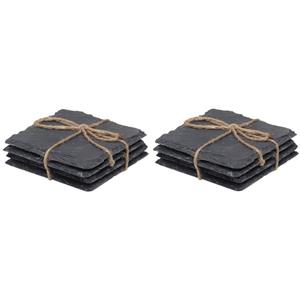 8x Leisteen glas onderzetters vierkant 10 cm -