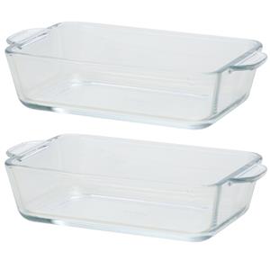 2x Rechthoekige glazen mini ovenschaal 500 ml 20 x 11 x 5 cm -