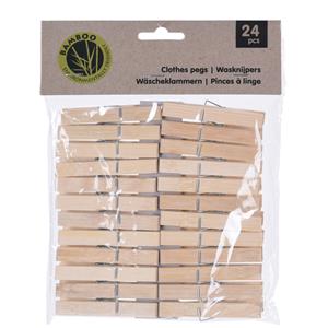 96x Wasknijpers naturel van bamboe hout 7 cm -