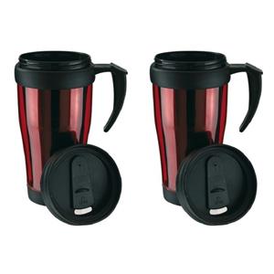 Set van 4x stuks thermosbeker/warmhoudbeker rood/zwart 400 ml -