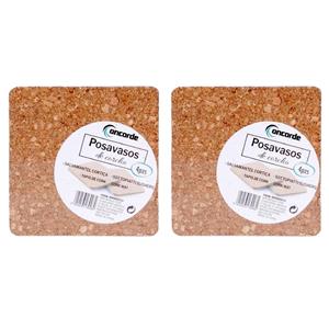 Concorde 8x Vierkante onderzetters van kurk 10 x 10 cm -
