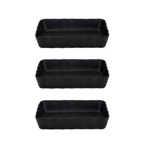 Cosy & Trendy 3x Zwarte ovenschalen/serveerschalen 21 x 14 cm -