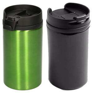 Bellatio Set van 2x stuks Warmhoudbekers/warm houd bekers metallic zwart en groen 320 ml -