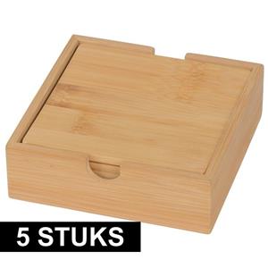 20x Bamboe houten glas onderzetters vierkant 10 cm -