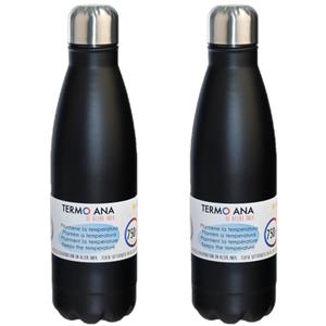 Concorde 2x stuks rvs thermosflessen / isoleerflessen zwart 0.75 -