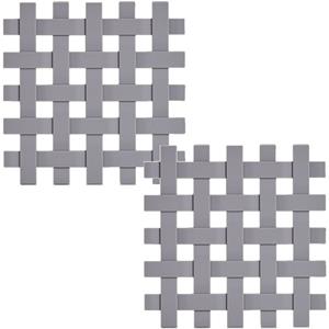 Zeller Set van 4x stuks grijze pannenonderzetters gevlochten siliconen 17 x 17 cm -