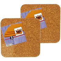 12x Vierkante pannen onderzetters van kurk 19 x 19 cm -
