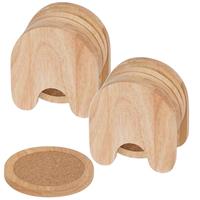 Cosy & Trendy Set van 10x glazenonderzetters hout in houder 10 cm -