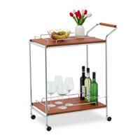 Relaxdays Servierwagen Holzoptik   Chrom braun