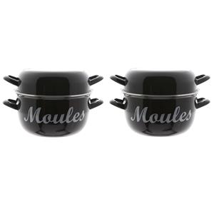 Cosy & Trendy Set van 2x stuks mosselpannen/mosselpotten emaille 24 cm Moules - Cosy and Trendy - Mosselen koken